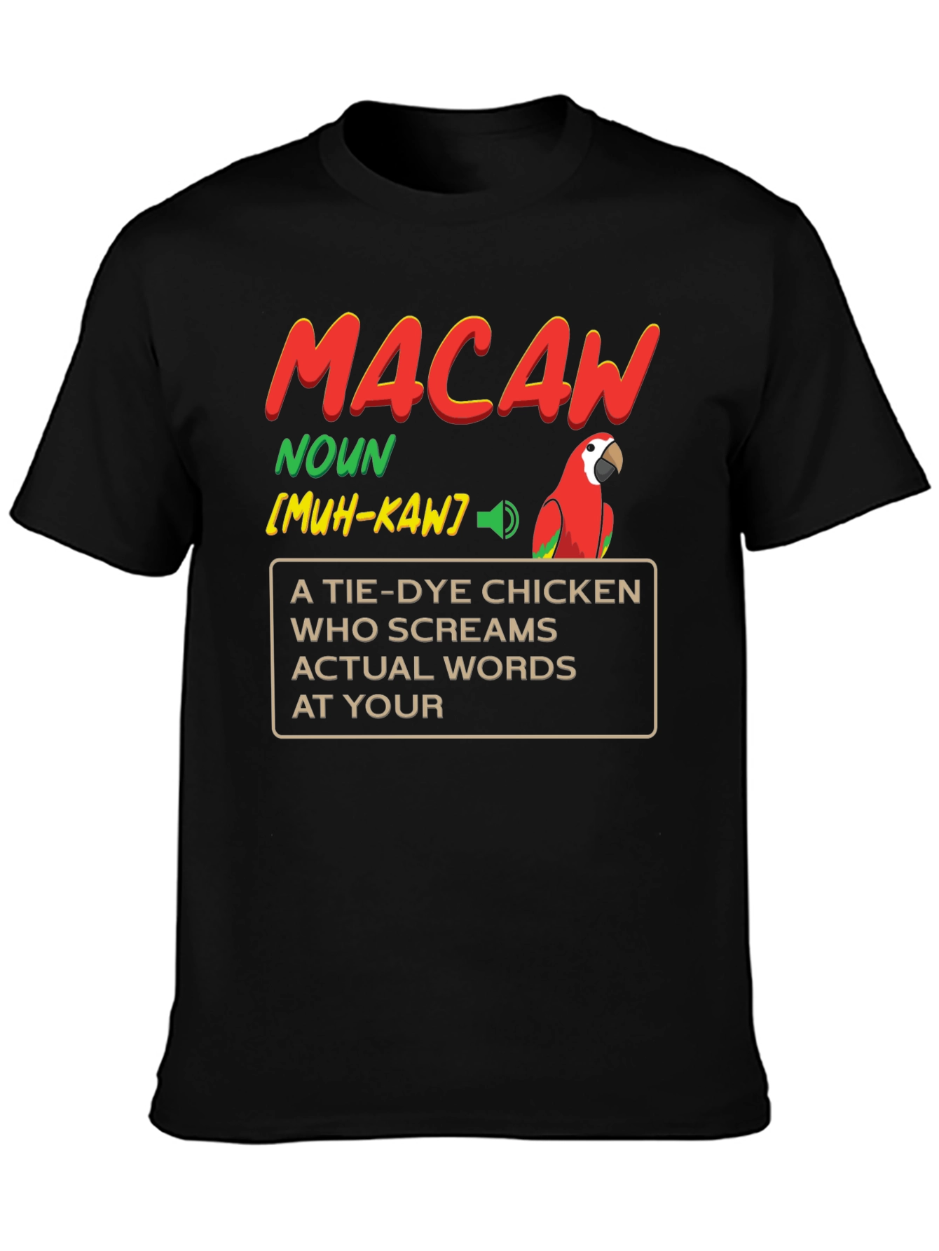 Macaw Definition Graphic T-Shirt - Novelty Bird Lover Tee
