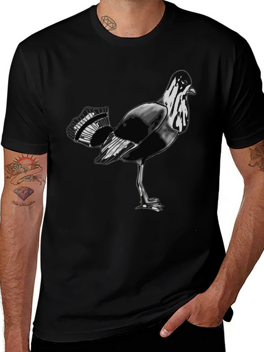 Bird Graphic Print Black T-Shirt