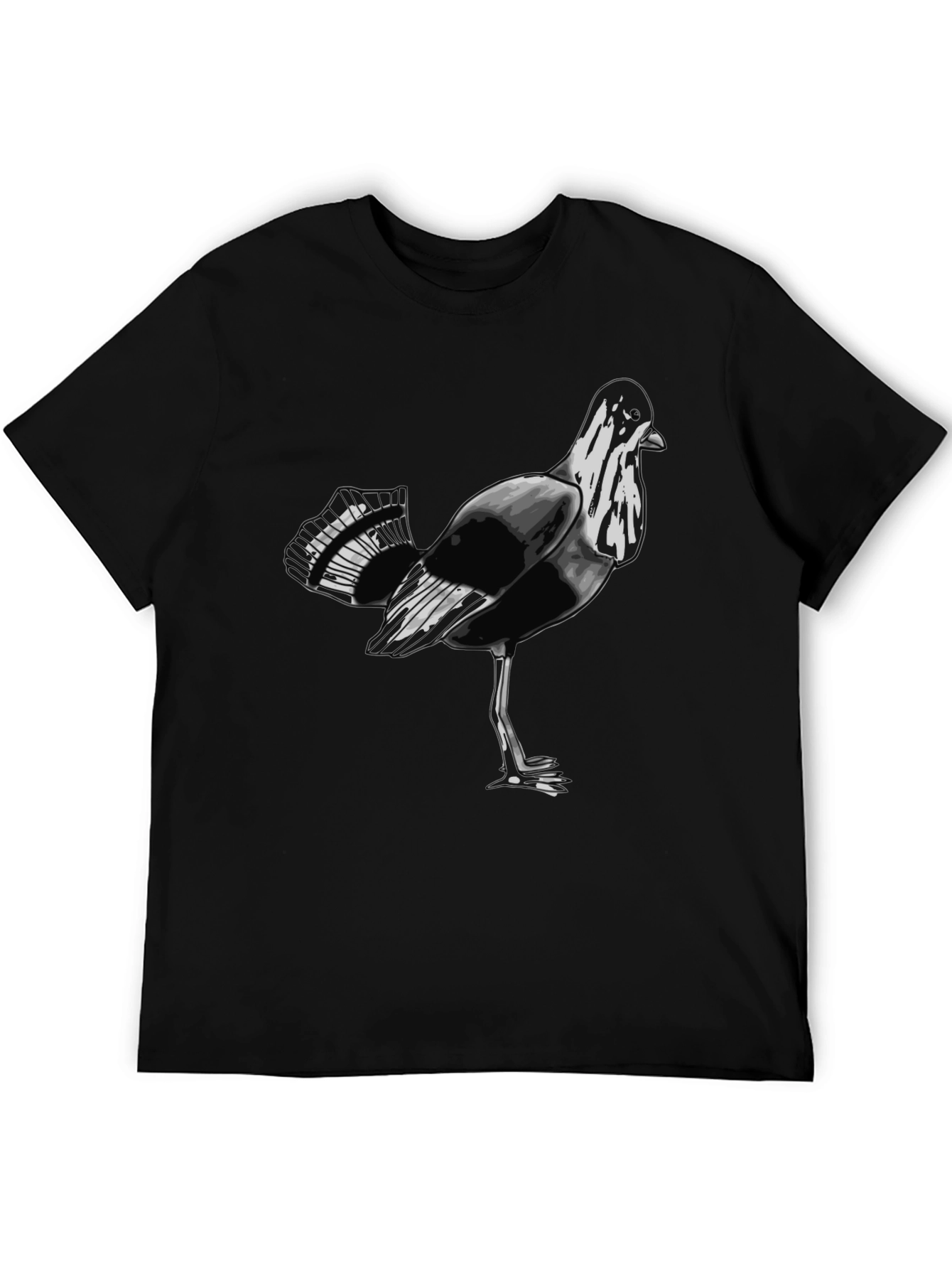 Bird Graphic Print Black T-Shirt