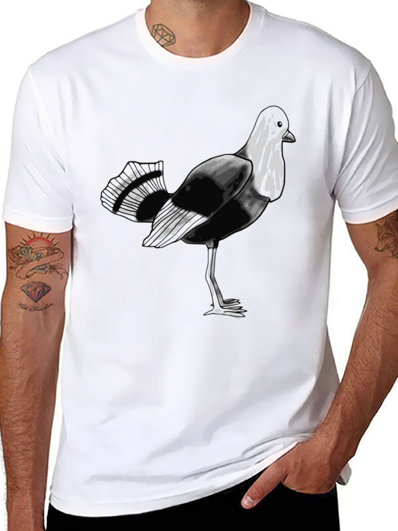 Bird Graphic Print Black T-Shirt