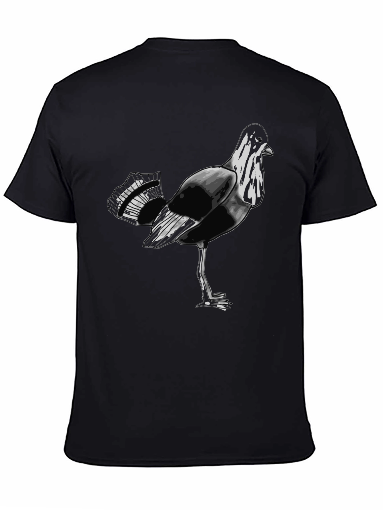 Bird Graphic Print Black T-Shirt
