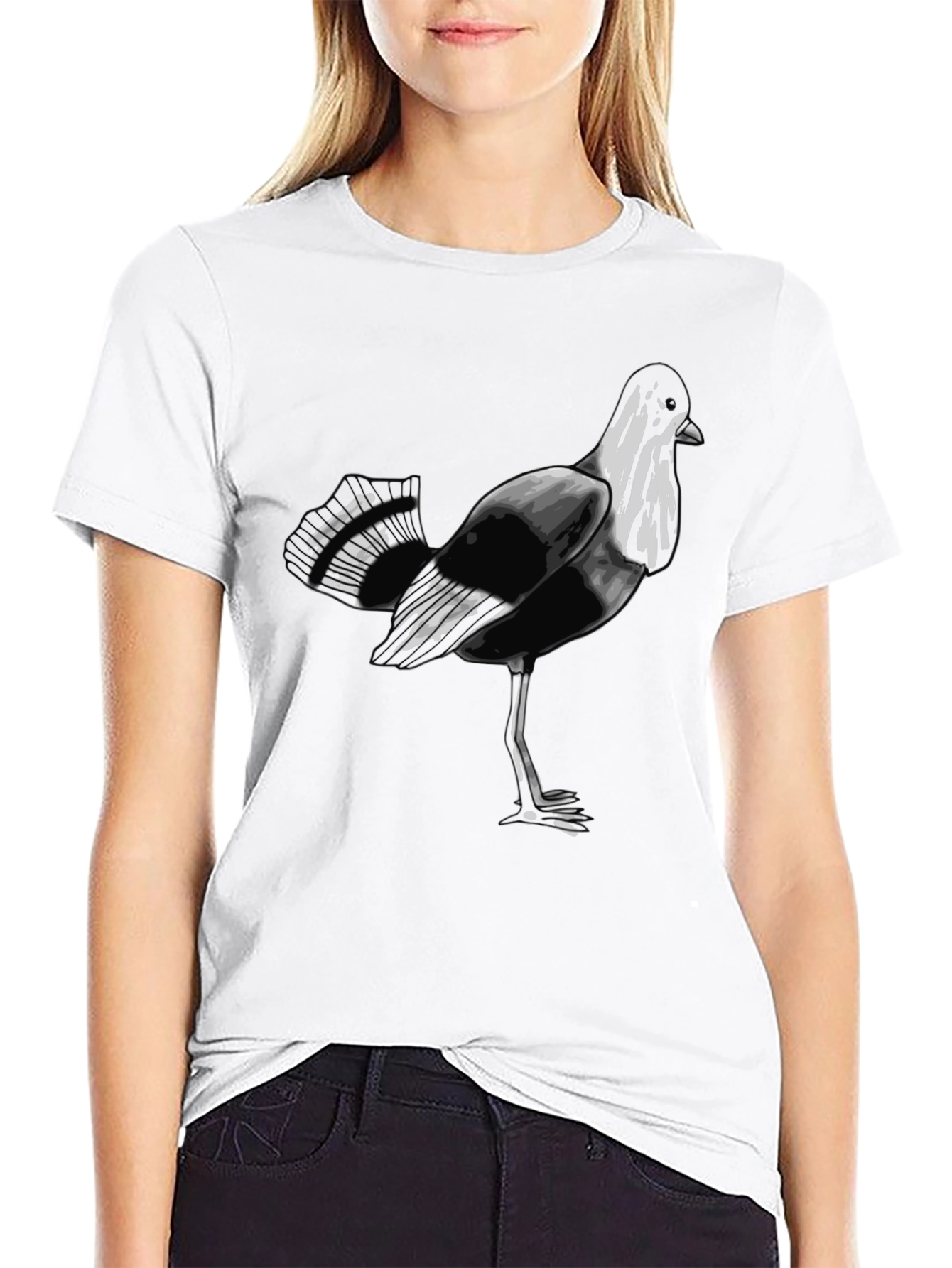 Bird Graphic Print Black T-Shirt