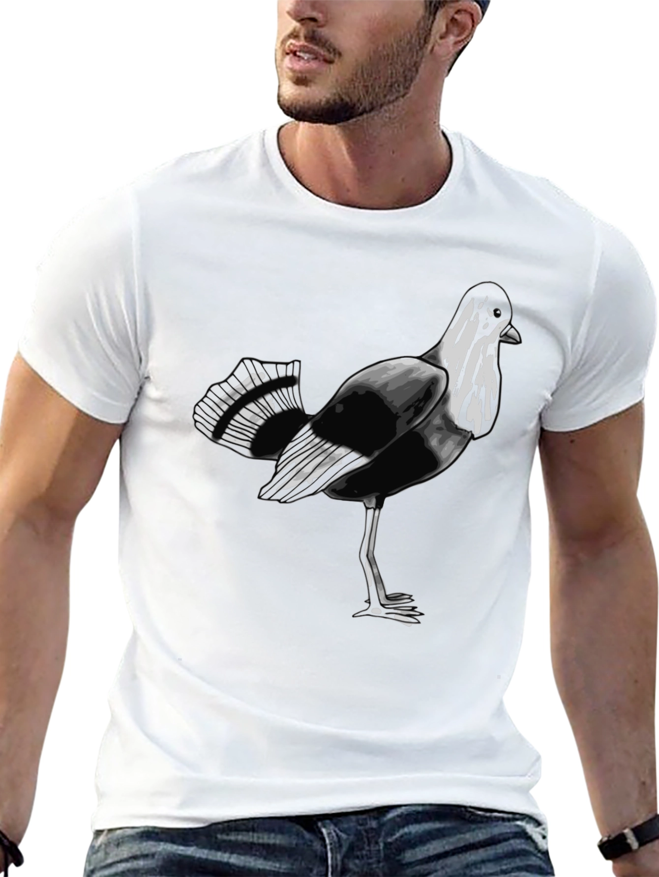 Bird Graphic Print Black T-Shirt