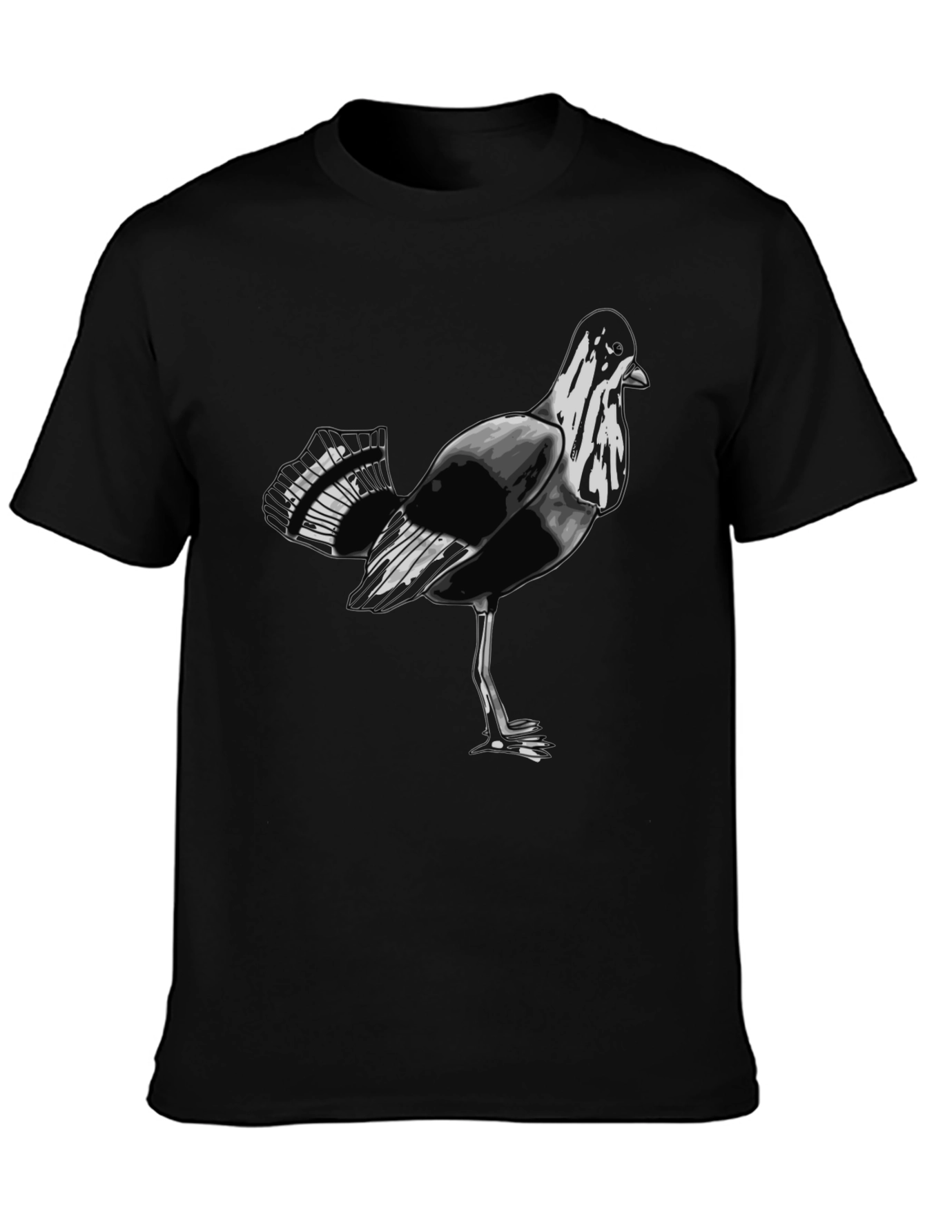 Bird Graphic Print Black T-Shirt