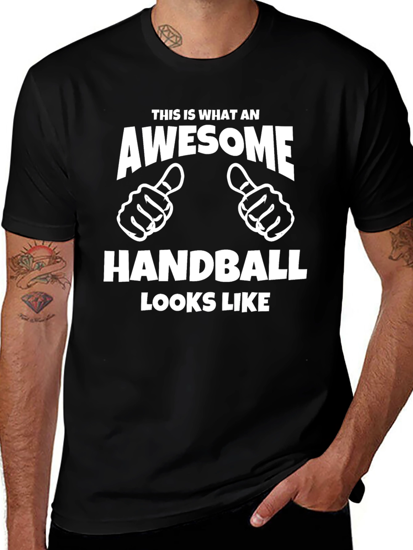 Awesome Handball Player Black T-Shirt