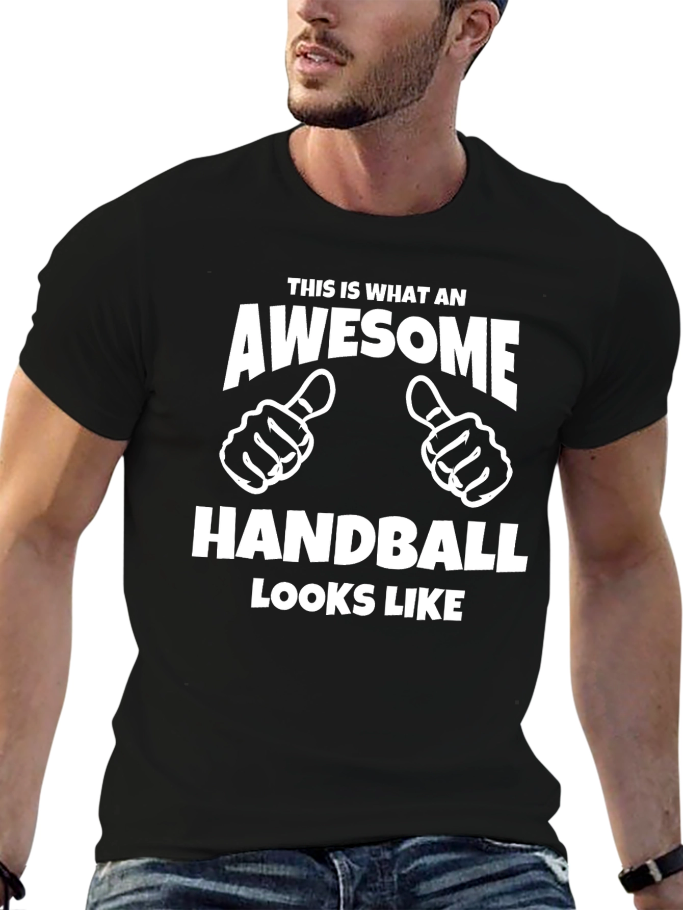 Awesome Handball Player Black T-Shirt