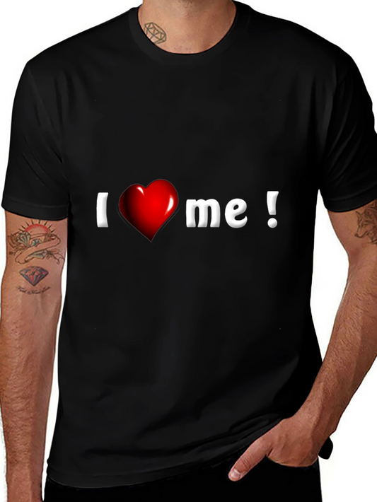 I Heart Me Graphic Tee - Black Cotton Blend