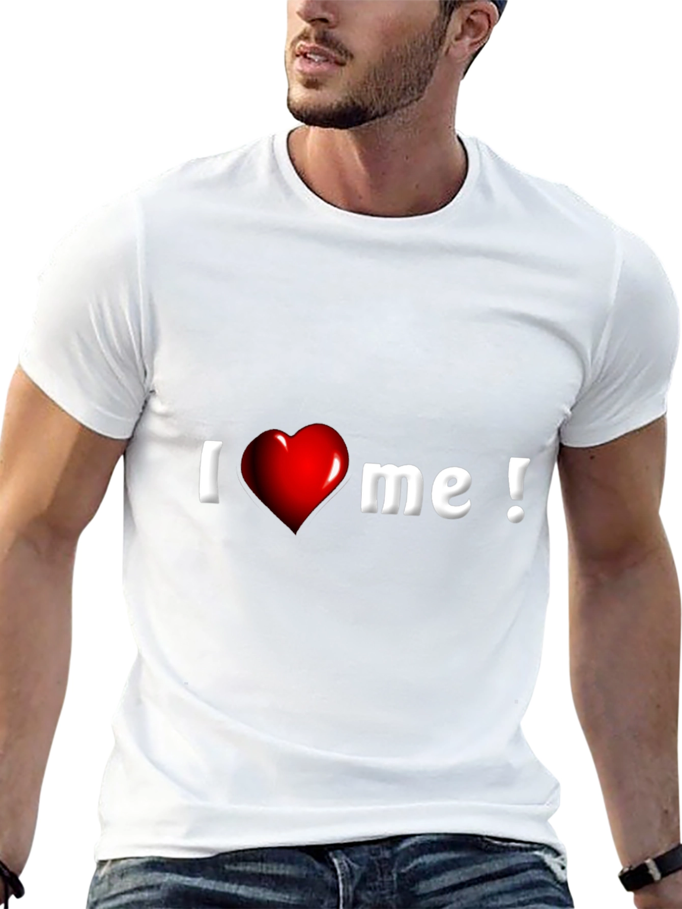 I Heart Me Graphic Tee - Black Cotton Blend