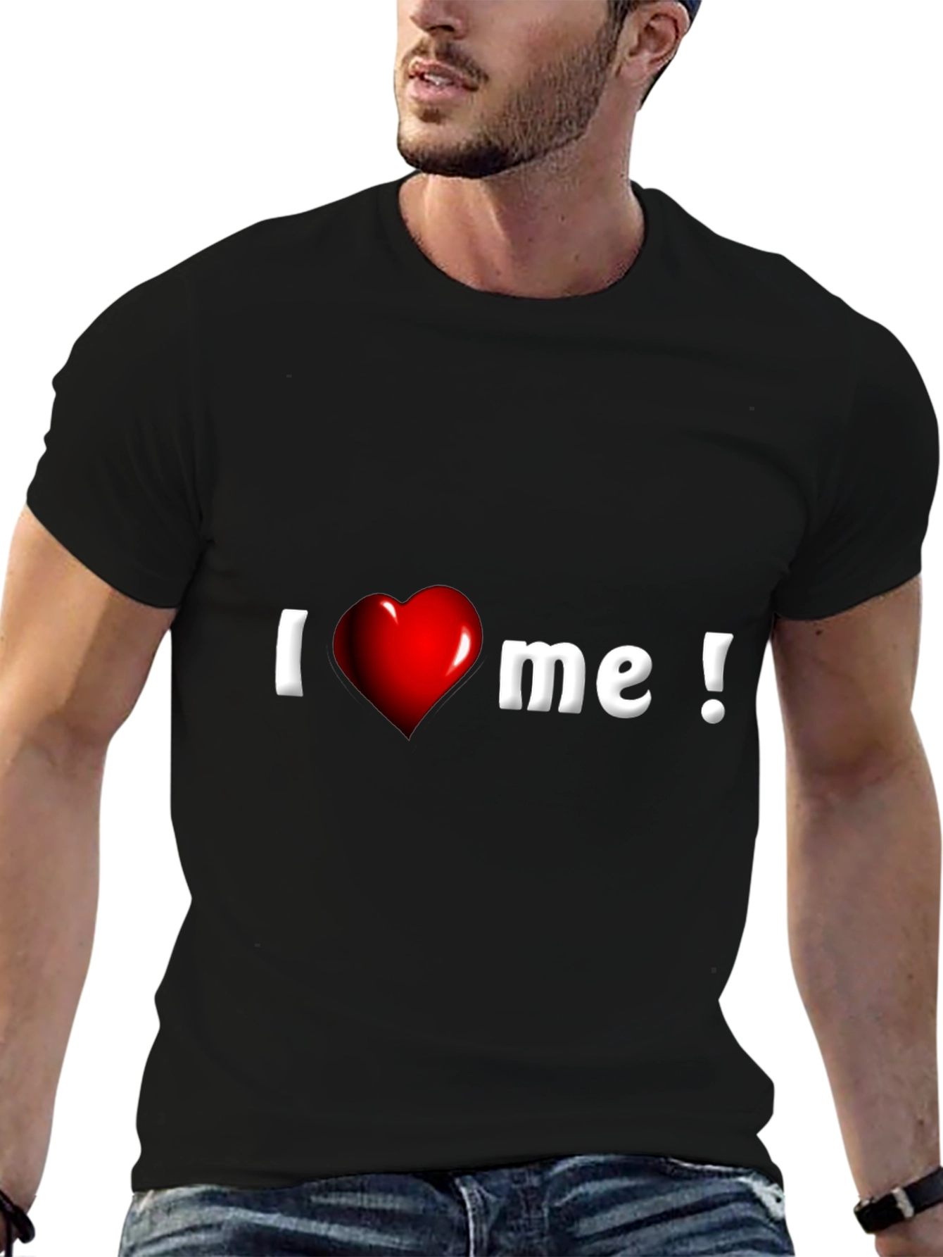 I Heart Me Graphic Tee - Black Cotton Blend