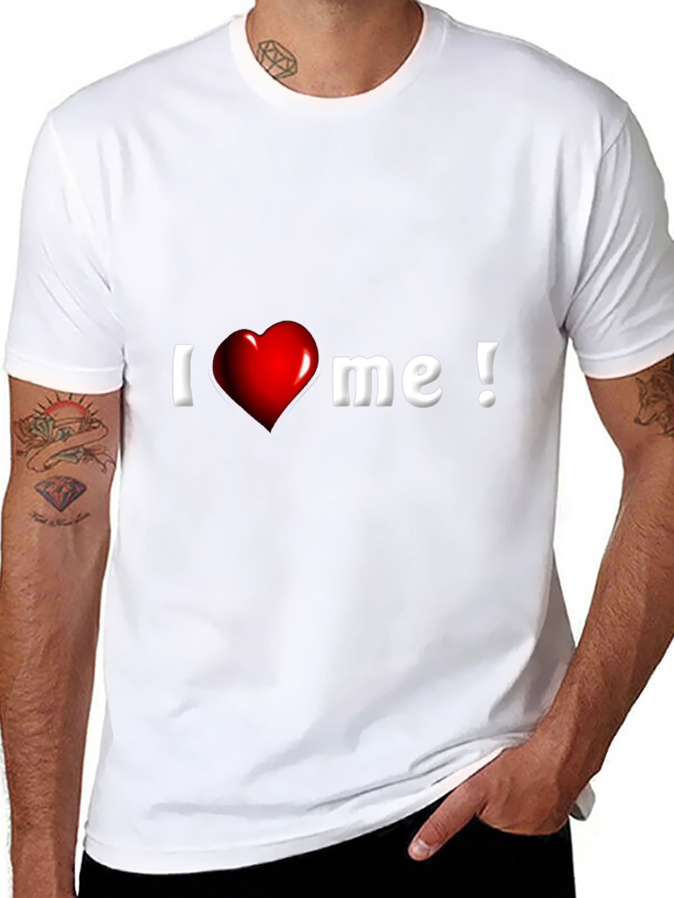 I Heart Me Graphic Tee - Black Cotton Blend