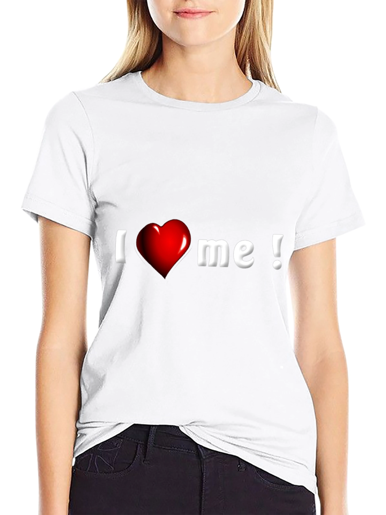 I Heart Me Graphic Tee - Black Cotton Blend