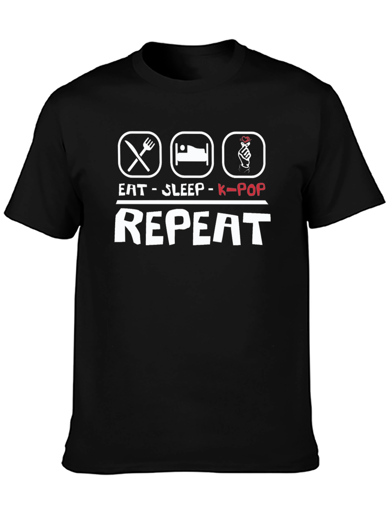 Eat Sleep K-Pop Repeat Black T-Shirt