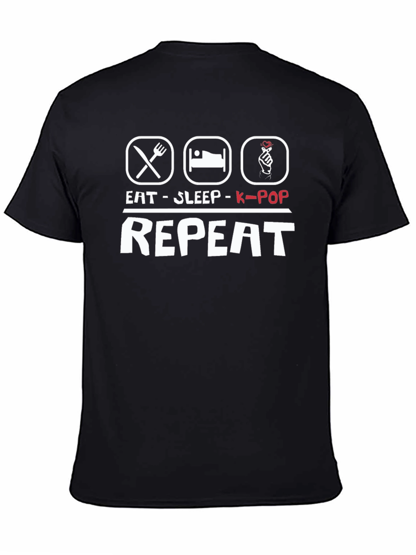 Eat Sleep K-Pop Repeat Black T-Shirt