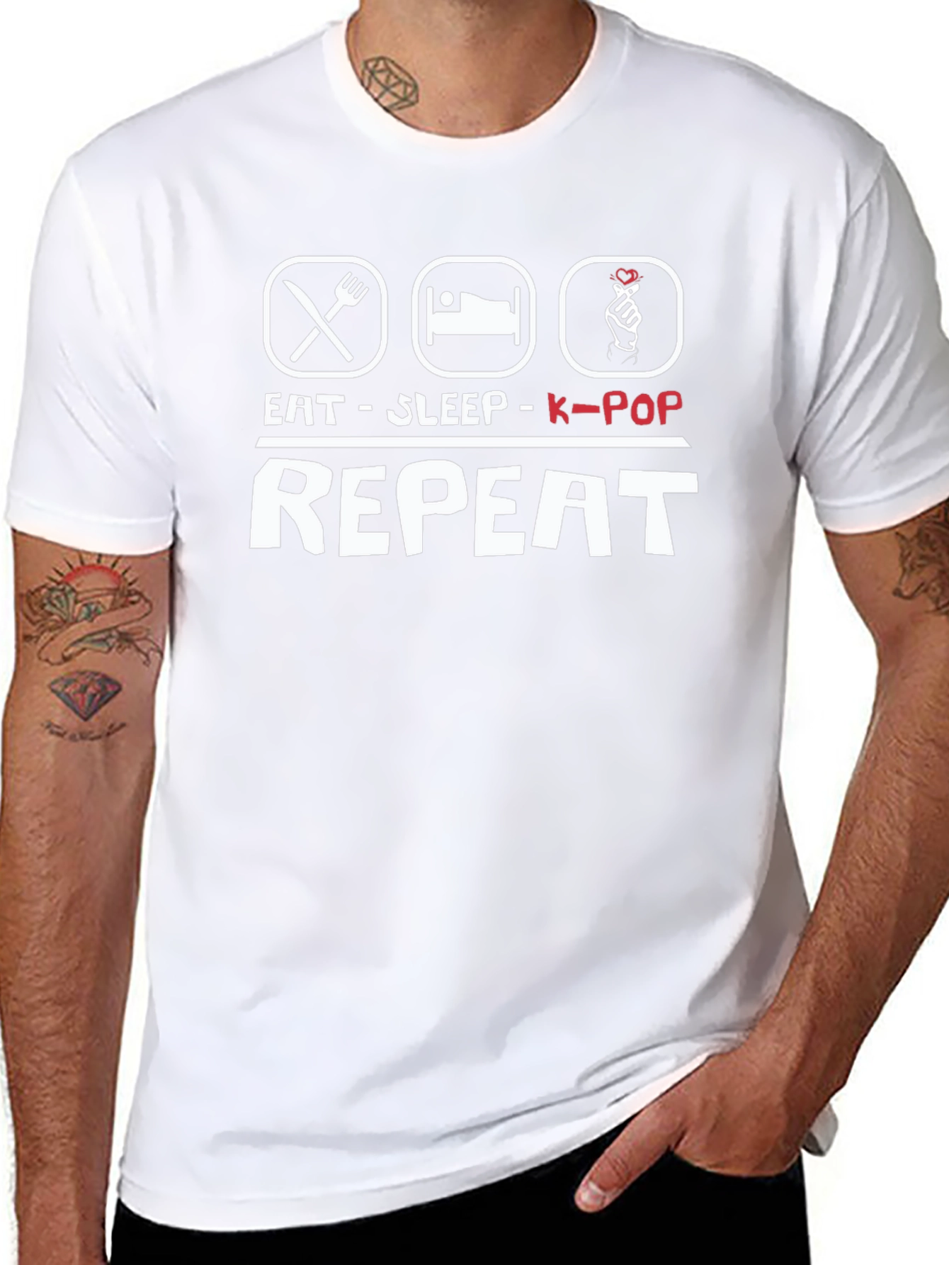 Eat Sleep K-Pop Repeat Black T-Shirt