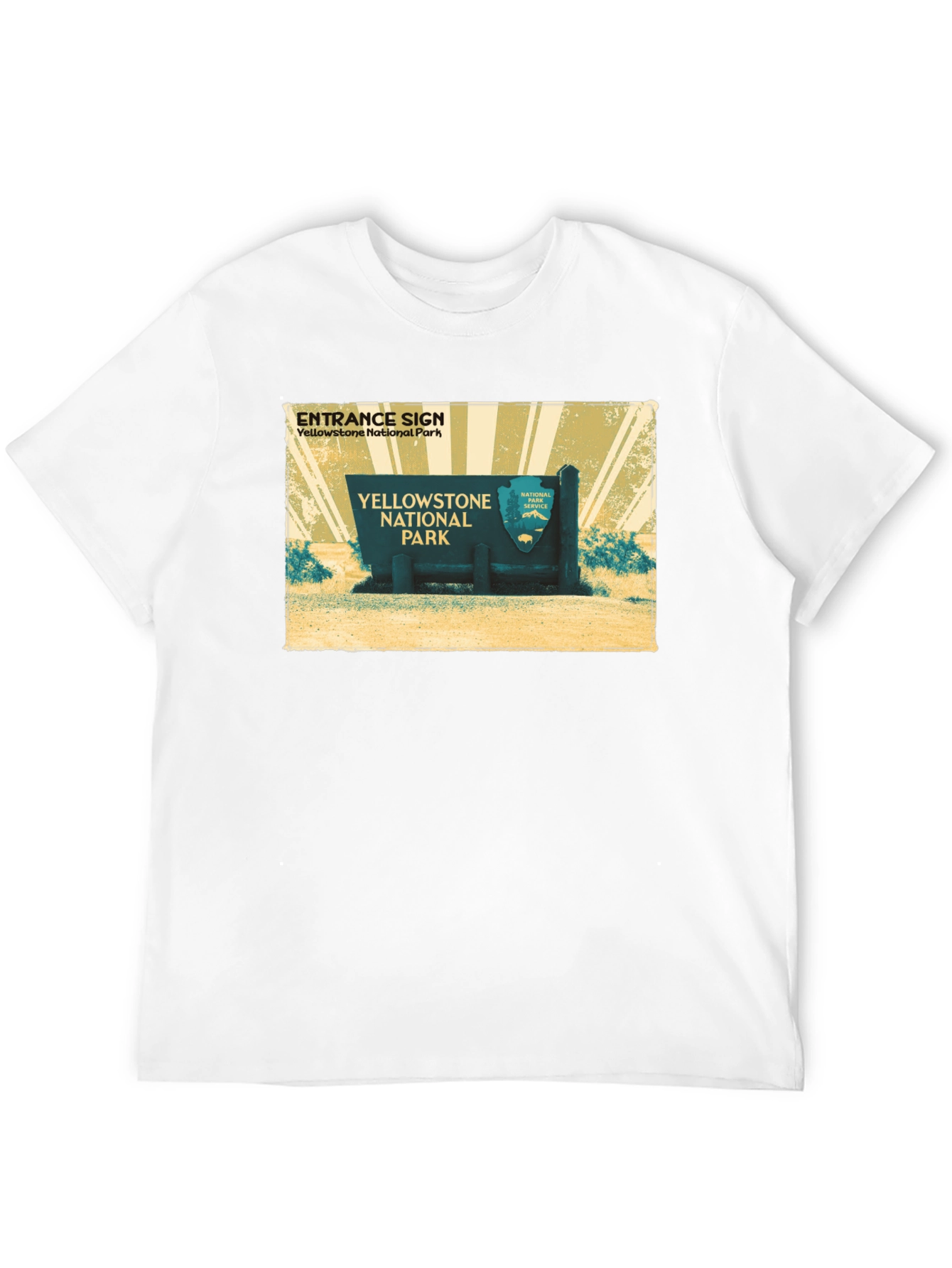 Yellowstone National Park Entrance Sign Black T-Shirt