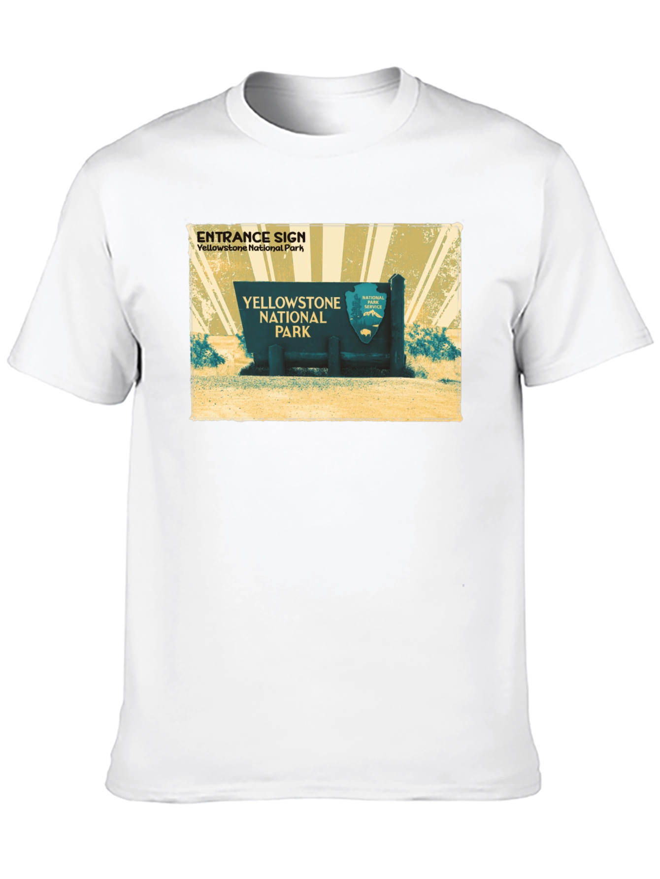 Yellowstone National Park Entrance Sign Black T-Shirt