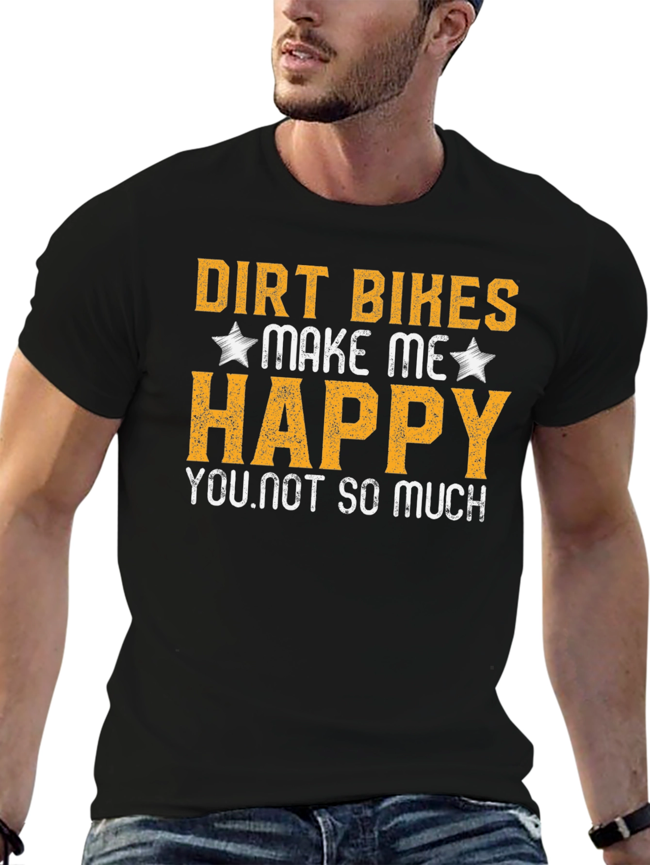 Dirt Bikes Make Me Happy Black T-Shirt