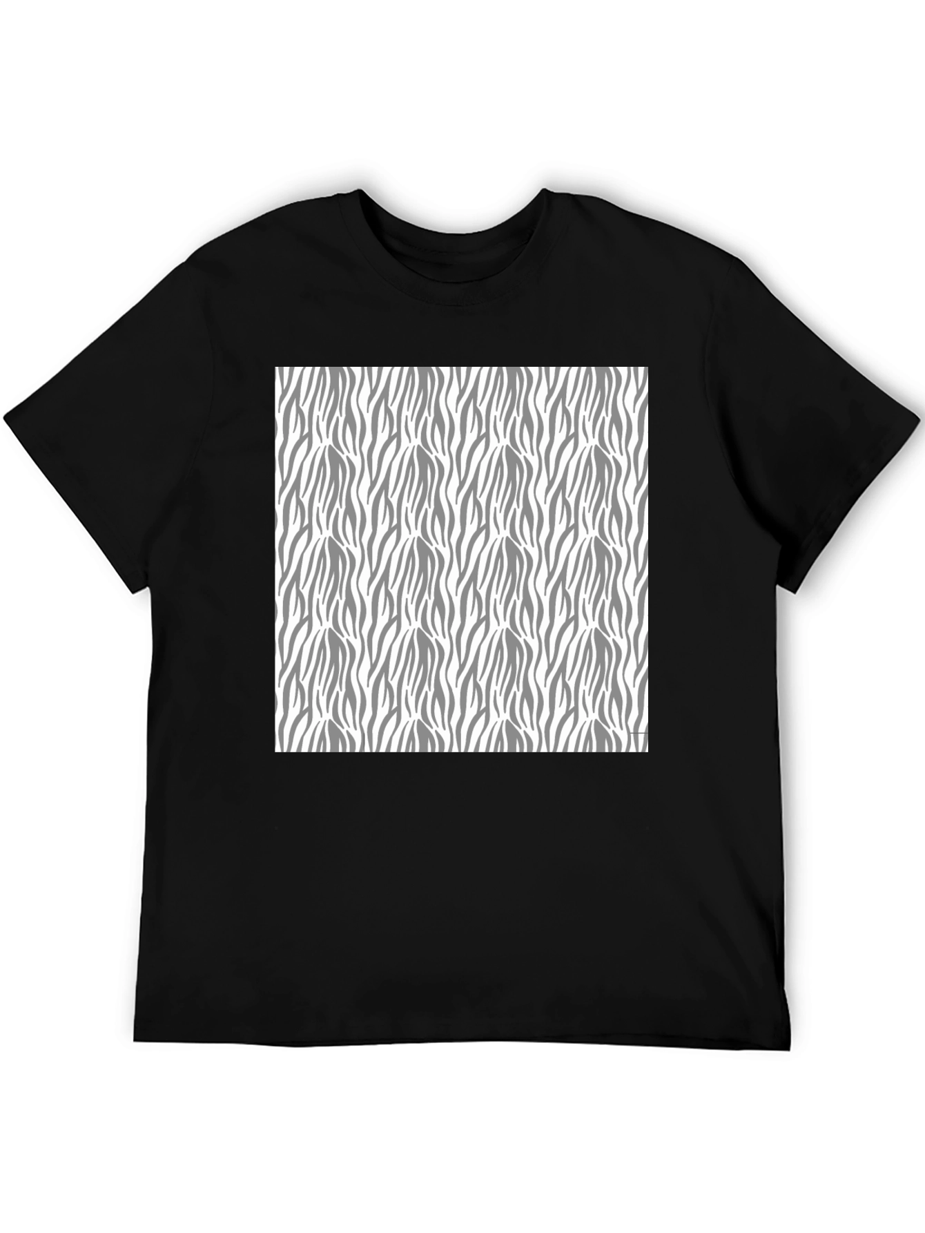 Stylish Black T-Shirt with Zebra Stripe Pattern