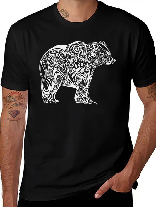 145 Tribal Bear Unisex Casual T-Shirt – Clean Design For Daily Comfort