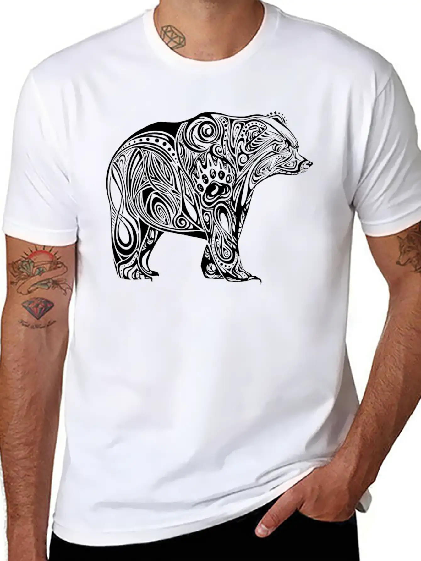 145 Tribal Bear Unisex Casual T-Shirt – Clean Design For Daily Comfort