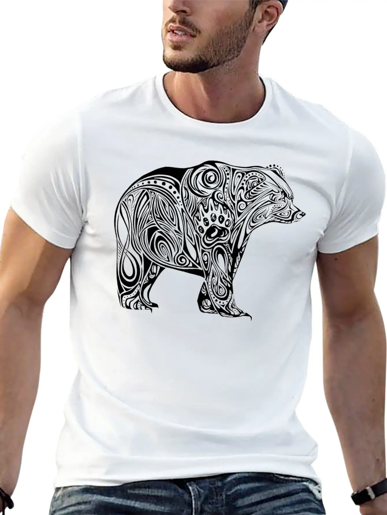 145 Tribal Bear Unisex Casual T-Shirt – Clean Design For Daily Comfort