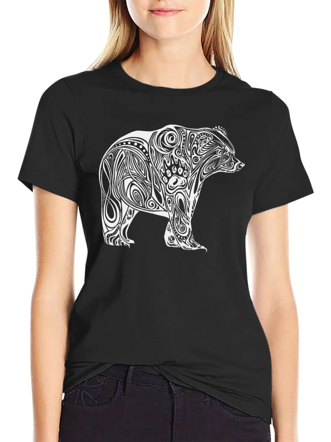 145 Tribal Bear Unisex Casual T-Shirt – Clean Design For Daily Comfort
