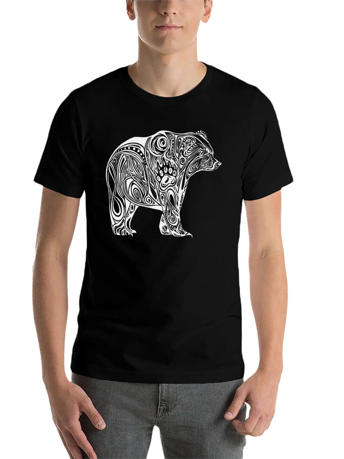 145 Tribal Bear Unisex Casual T-Shirt – Clean Design For Daily Comfort