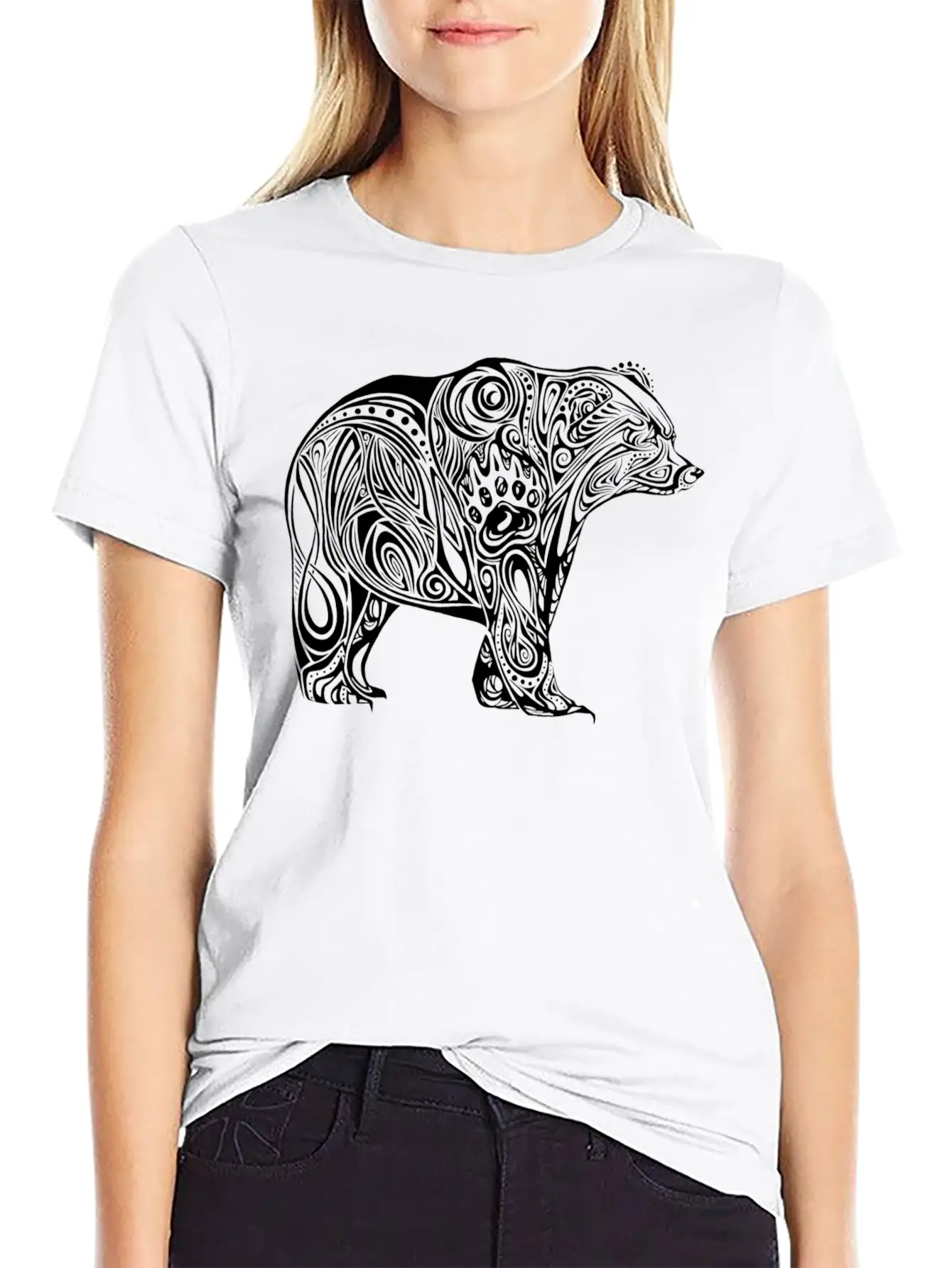 145 Tribal Bear Unisex Casual T-Shirt – Clean Design For Daily Comfort