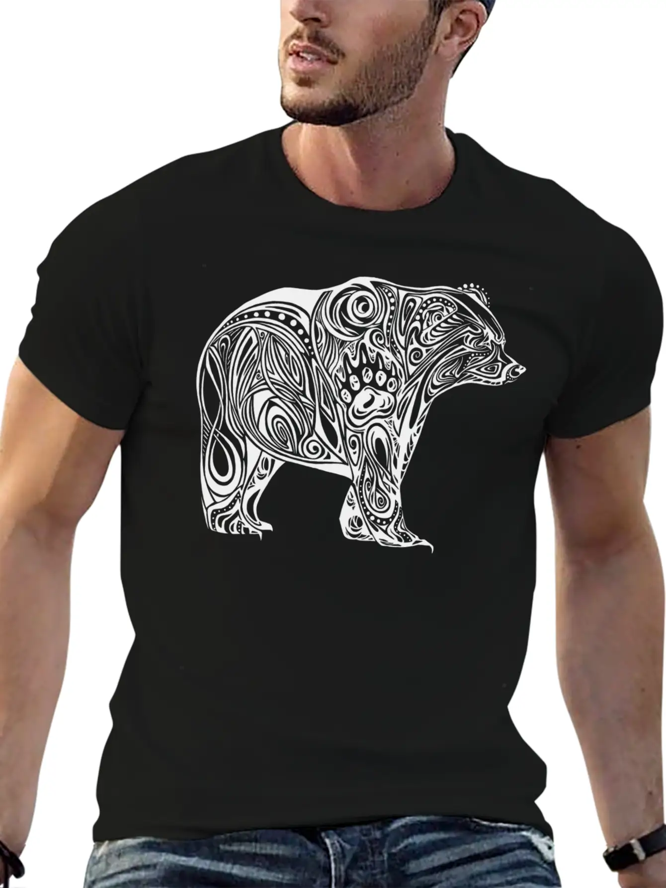145 Tribal Bear Unisex Casual T-Shirt – Clean Design For Daily Comfort