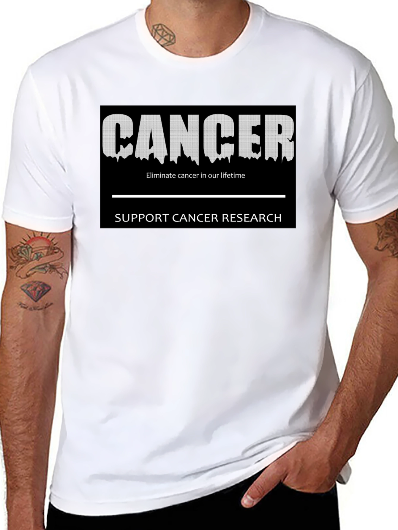 Support Cancer Research Black T-Shirt