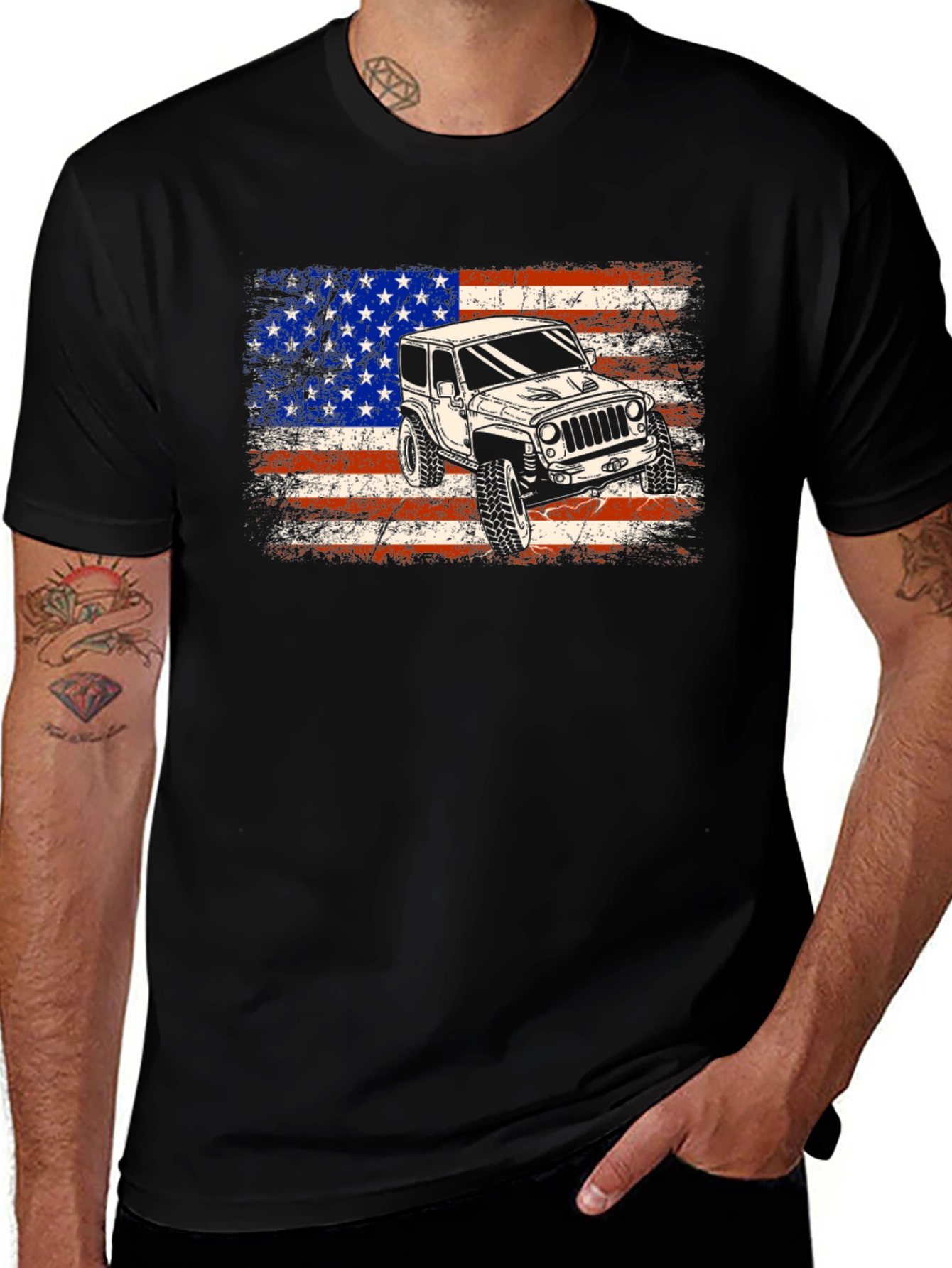 American Flag Jeep T-Shirt