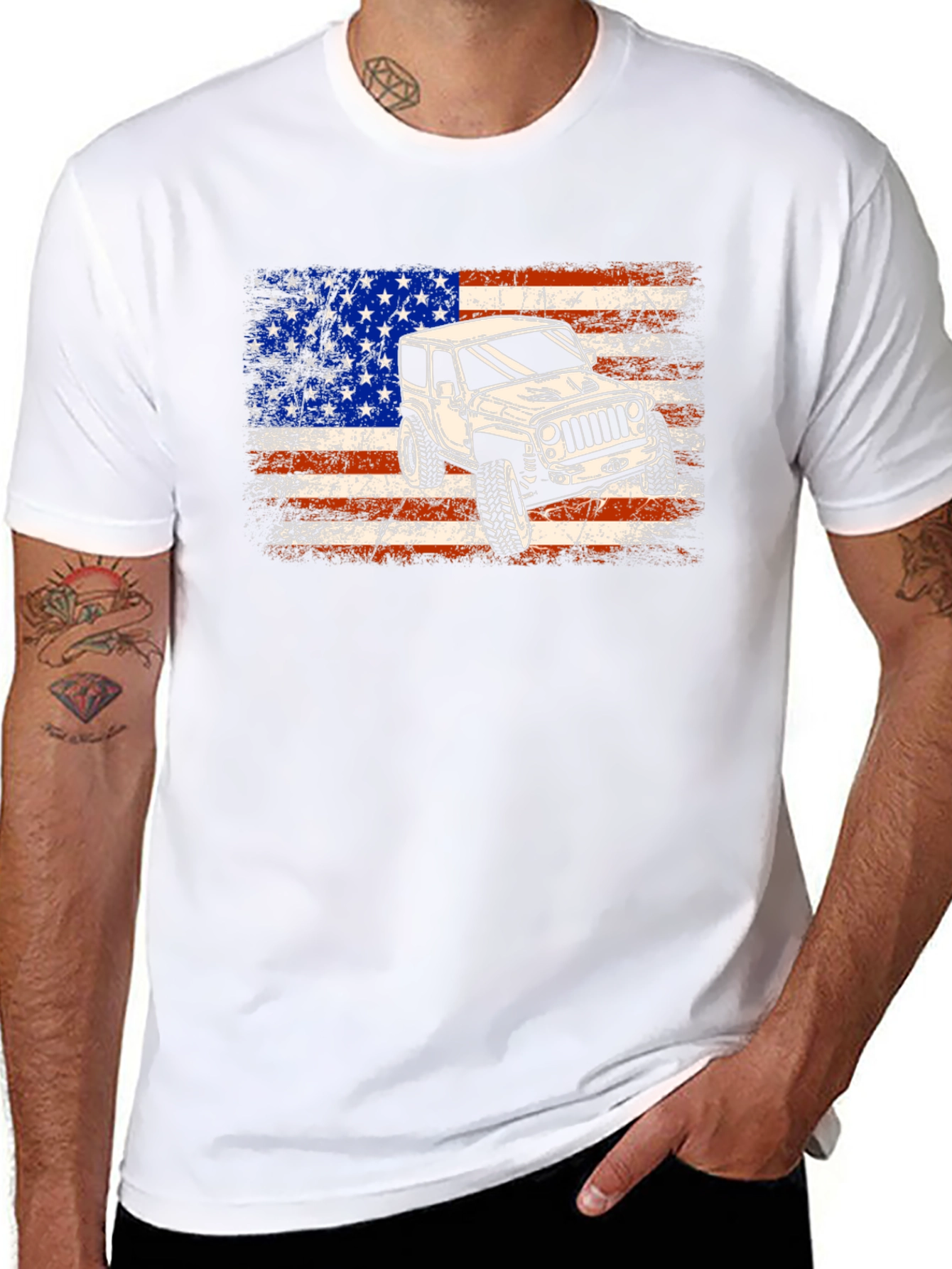 American Flag Jeep T-Shirt