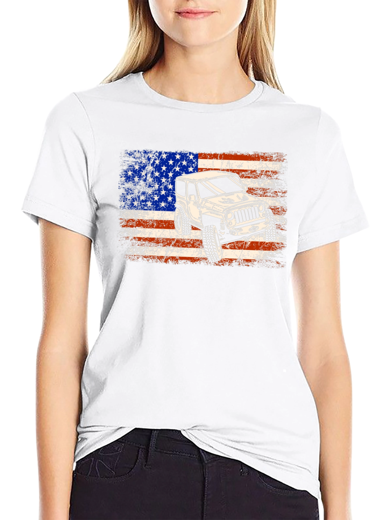 American Flag Jeep T-Shirt
