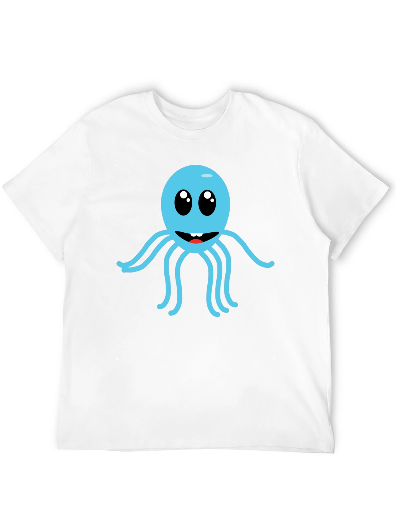 Cute Cartoon Octopus Graphic Tee - Black Cotton Shirt