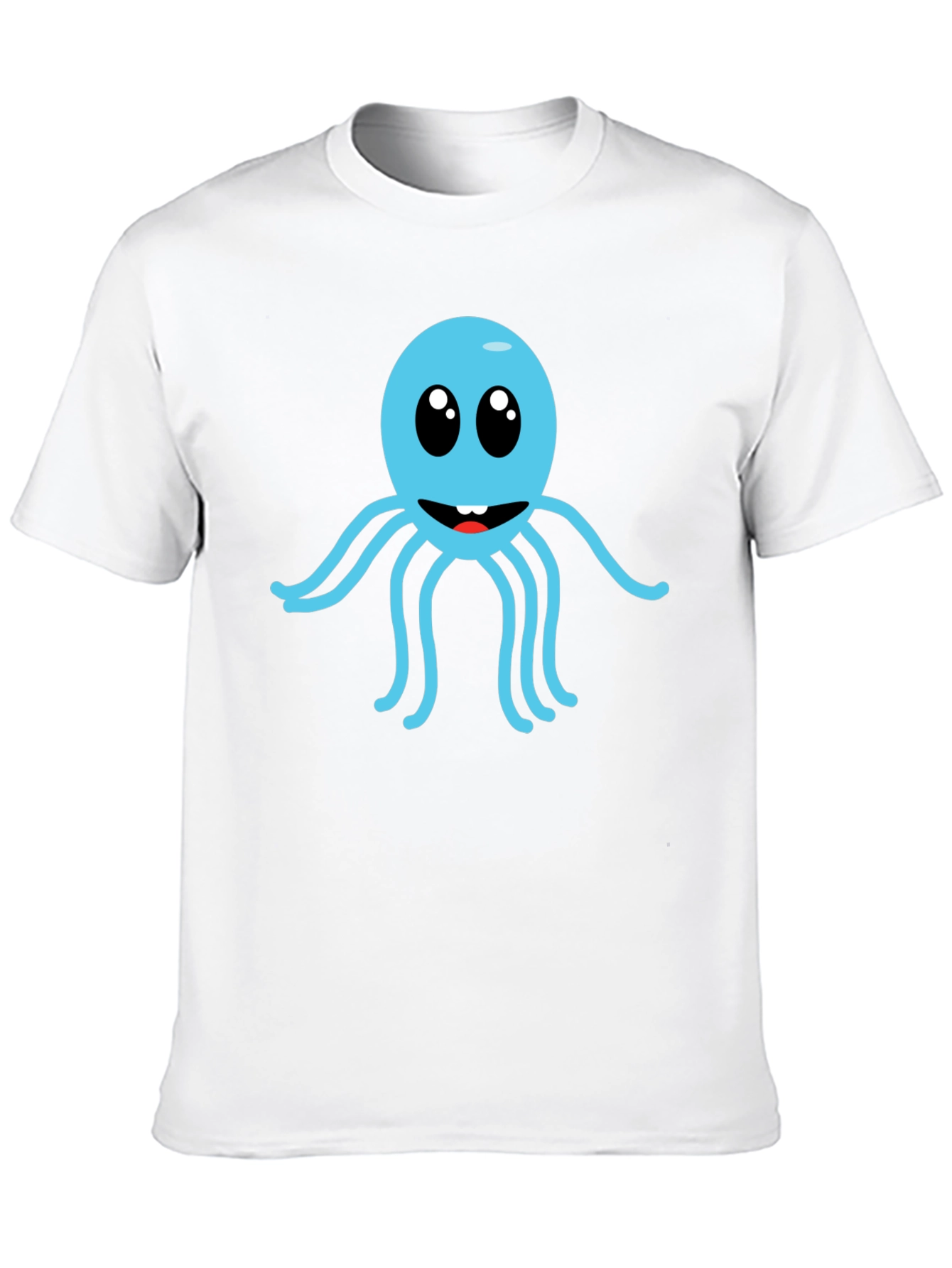 Cute Cartoon Octopus Graphic Tee - Black Cotton Shirt