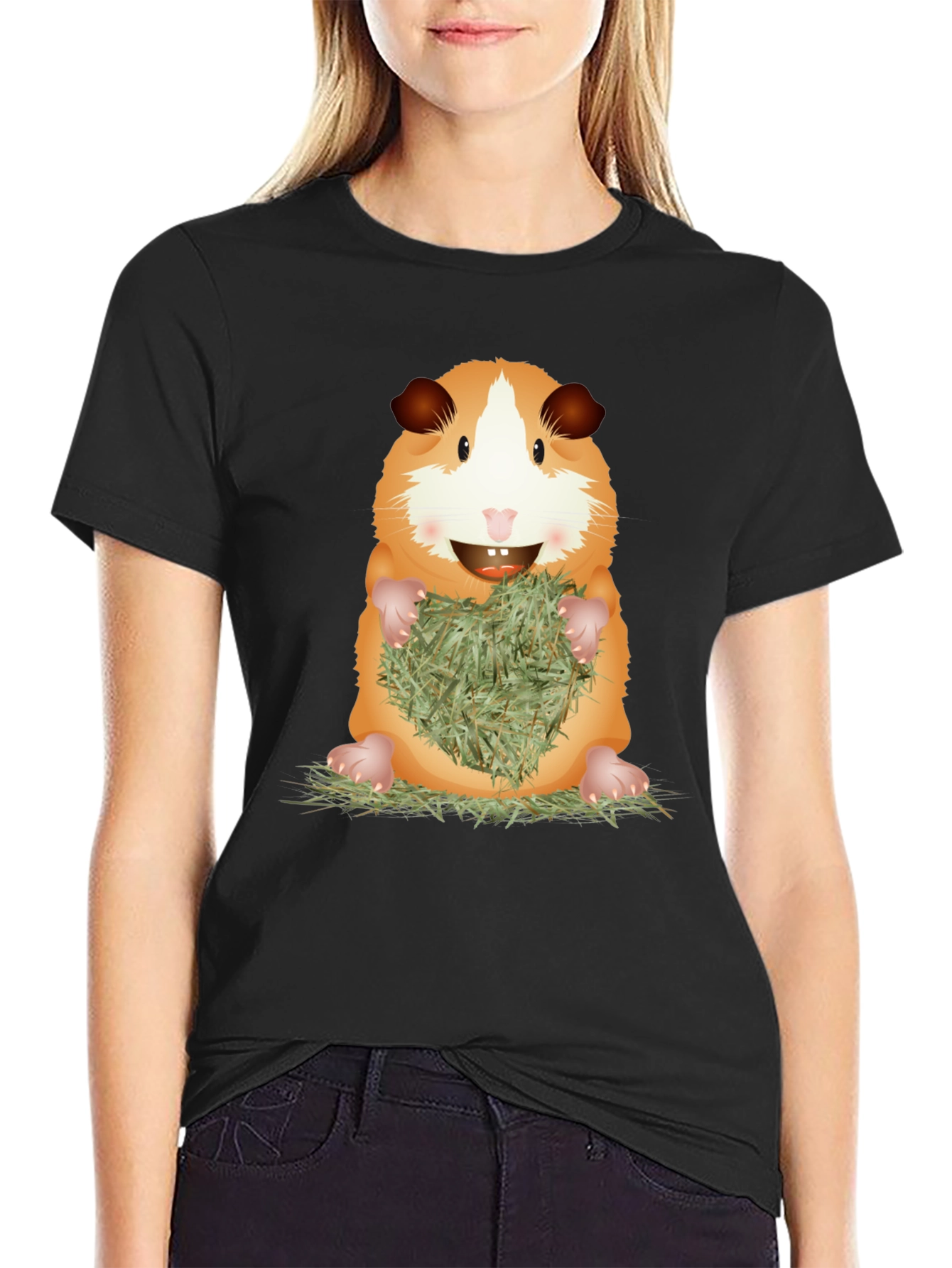 Cute Guinea Pig Holding Hay T-Shirt