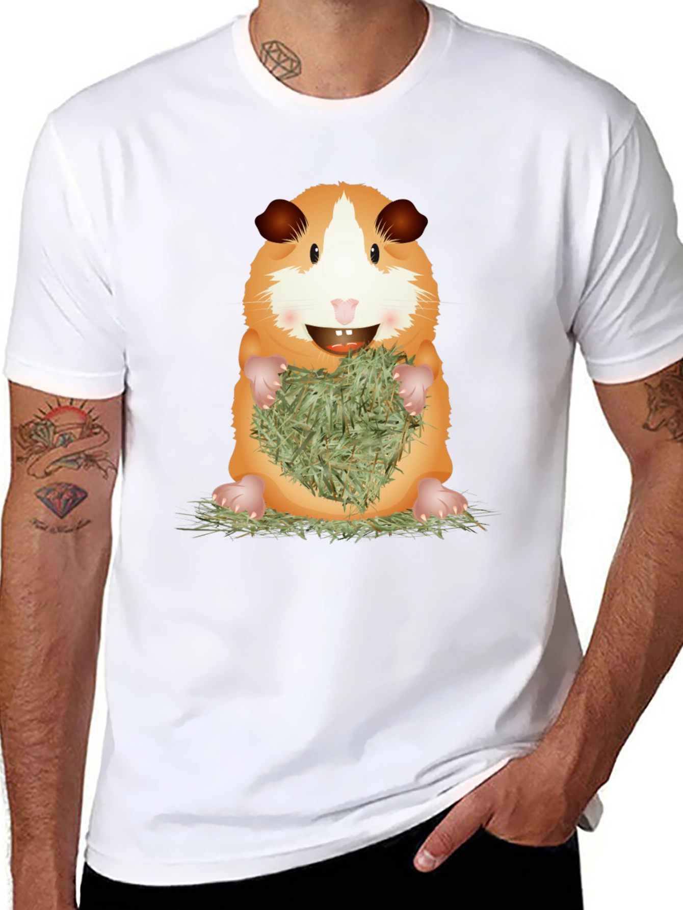 Cute Guinea Pig Holding Hay T-Shirt