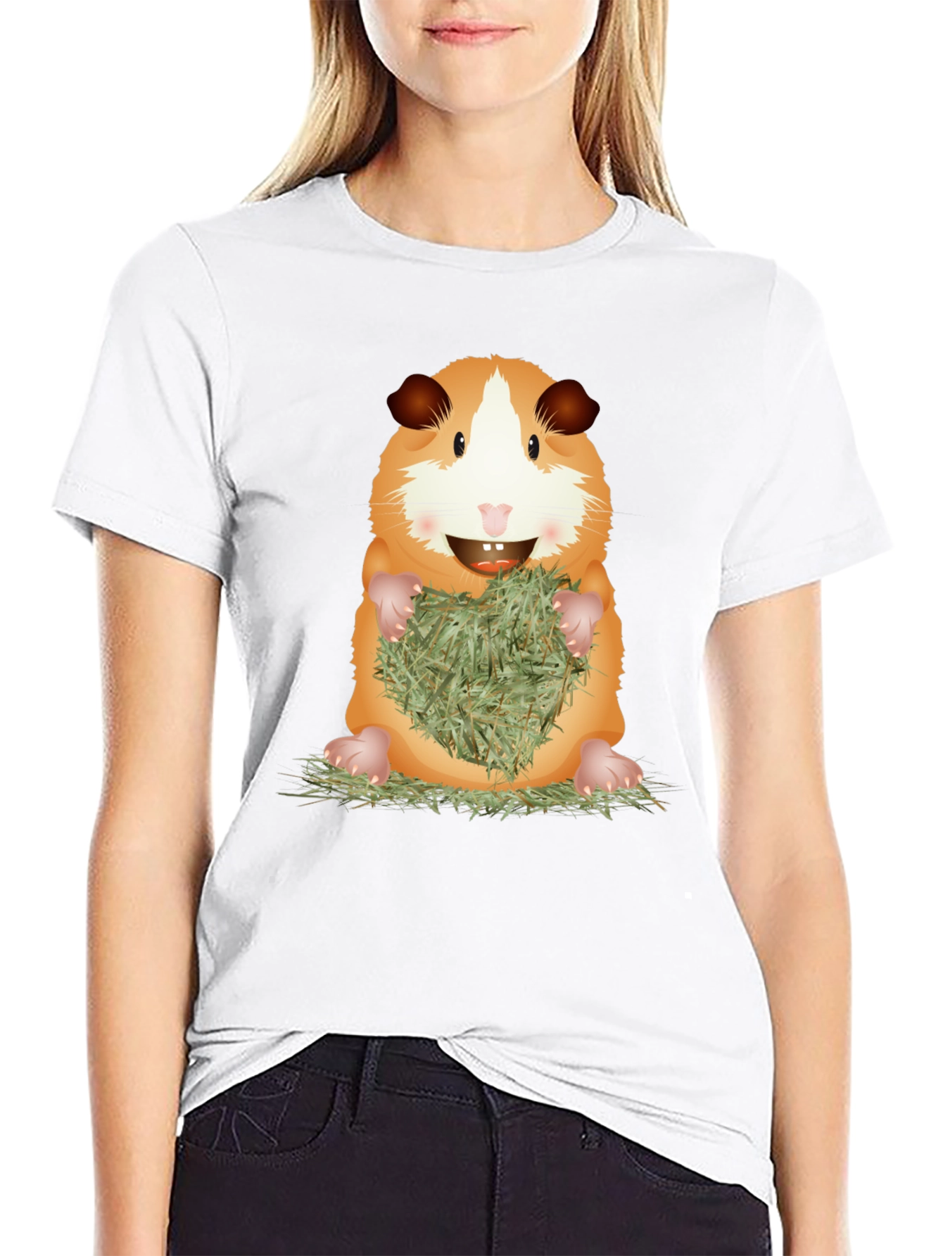 Cute Guinea Pig Holding Hay T-Shirt