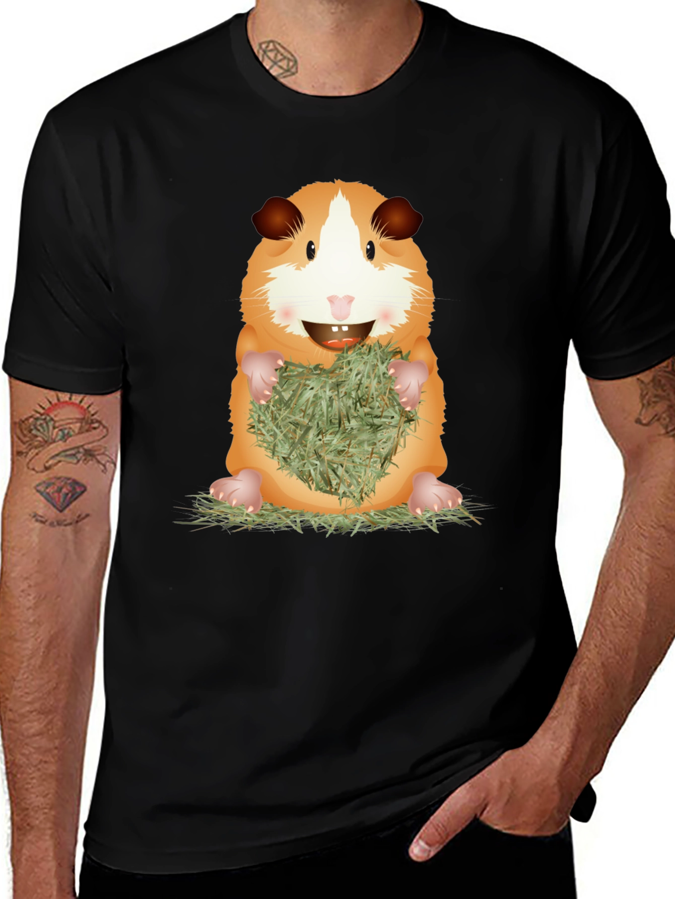 Cute Guinea Pig Holding Hay T-Shirt