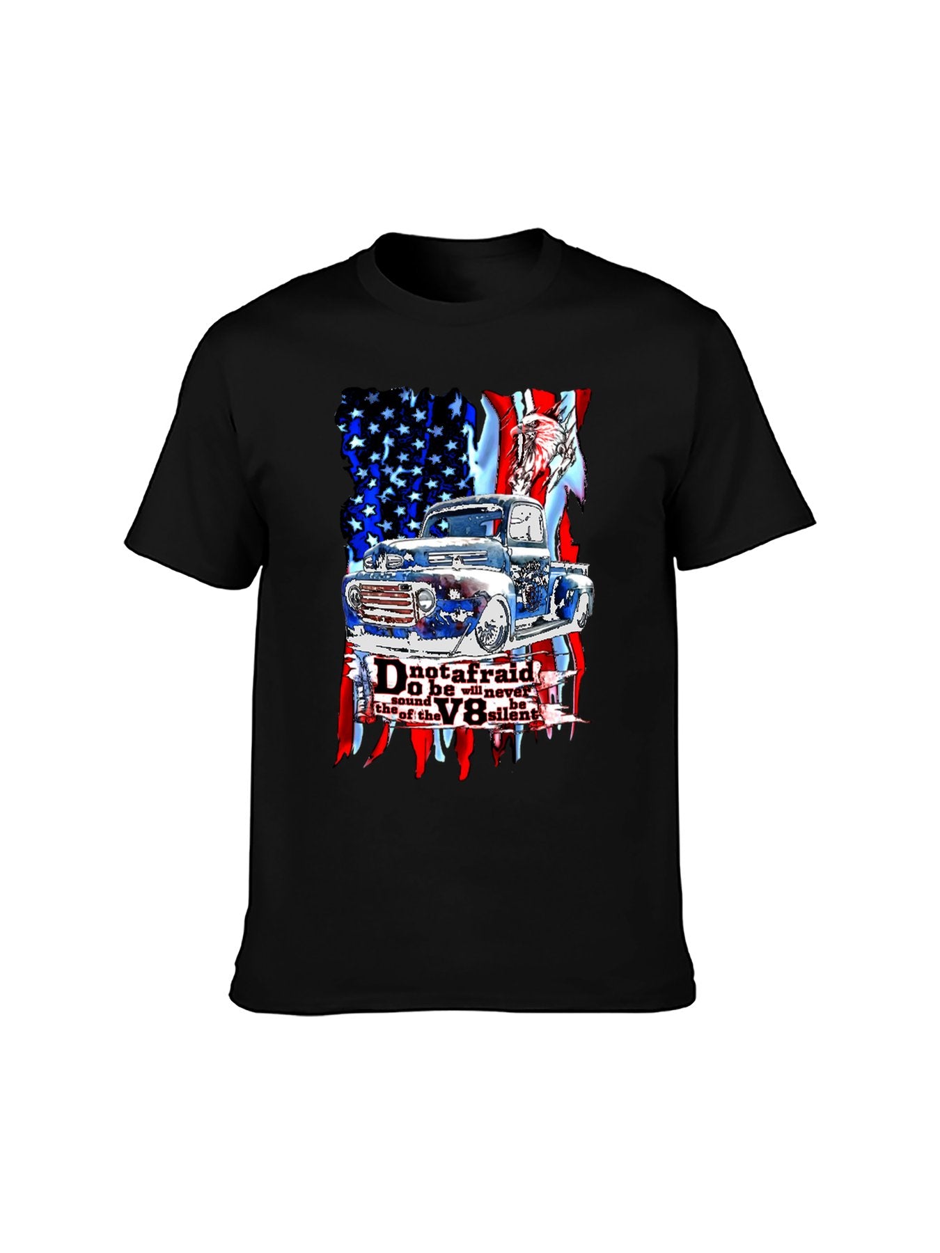American Vintage Truck & USA Flag T-Shirt - 100% Cotton, Retro Auto Enthusiast Tee for Daily & Outdoor Occasions