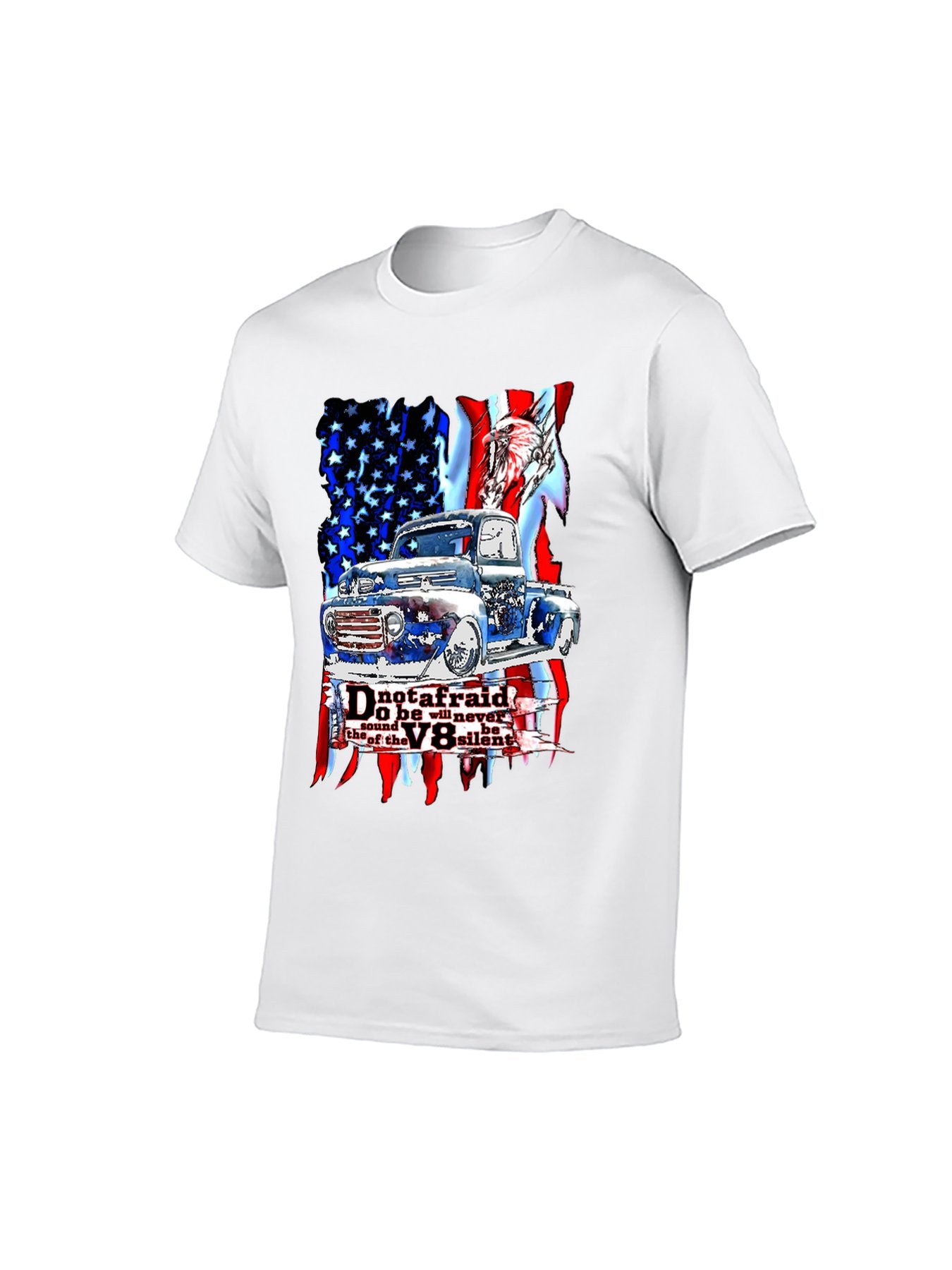 American Vintage Truck & USA Flag T-Shirt - 100% Cotton, Retro Auto Enthusiast Tee for Daily & Outdoor Occasions
