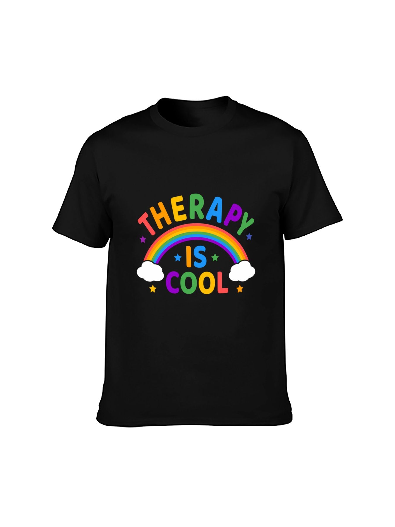 Therapy Is Cool Rainbow T-Shirt - 100% Cotton, Mental Health Awareness Tee for Daily & Casual Occasions