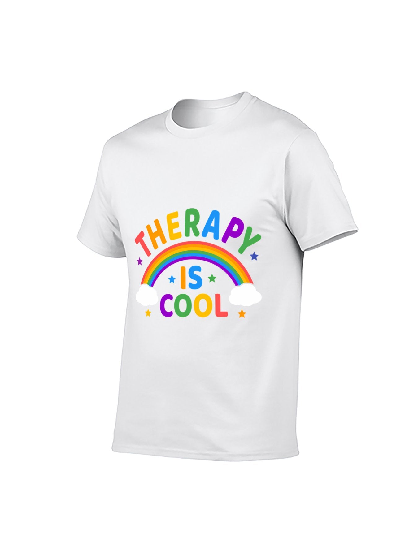Therapy Is Cool Rainbow T-Shirt - 100% Cotton, Mental Health Awareness Tee for Daily & Casual Occasions