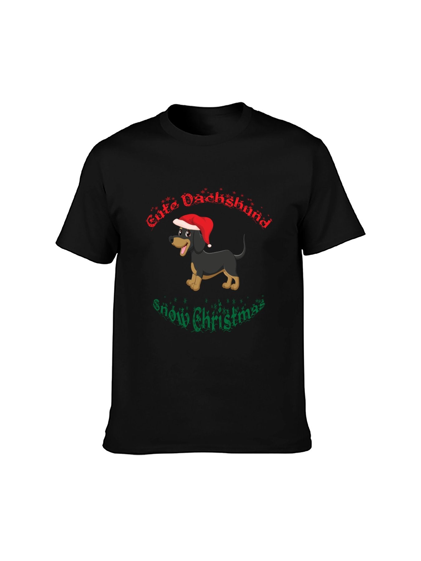 Cute Dachshund Snowy Christmas T-Shirt - 100% Cotton, Festive Exclusive for Holiday Gatherings & Casual Occasions
