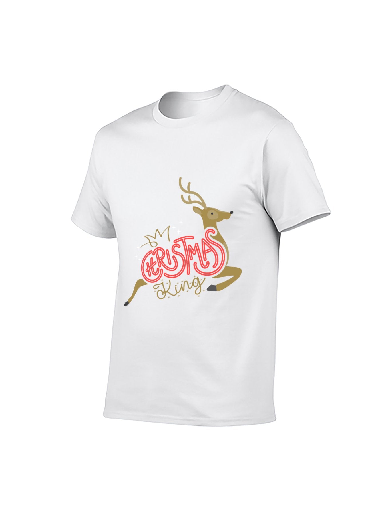 Christmas King Reindeer Neon Graphic T-Shirt - 100% Cotton, Festive Holiday Tee for Christmas Gatherings & Casual Wear