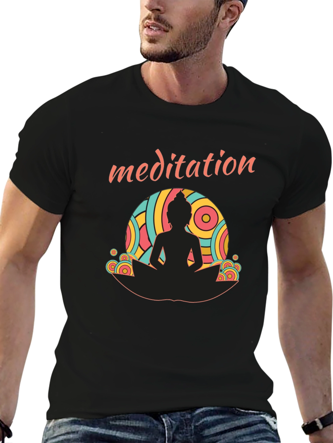 Meditation Buddha Graphic Tee - Unisex Black T-Shirt
