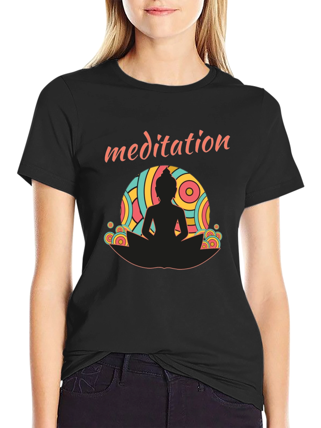 Meditation Buddha Graphic Tee - Unisex Black T-Shirt