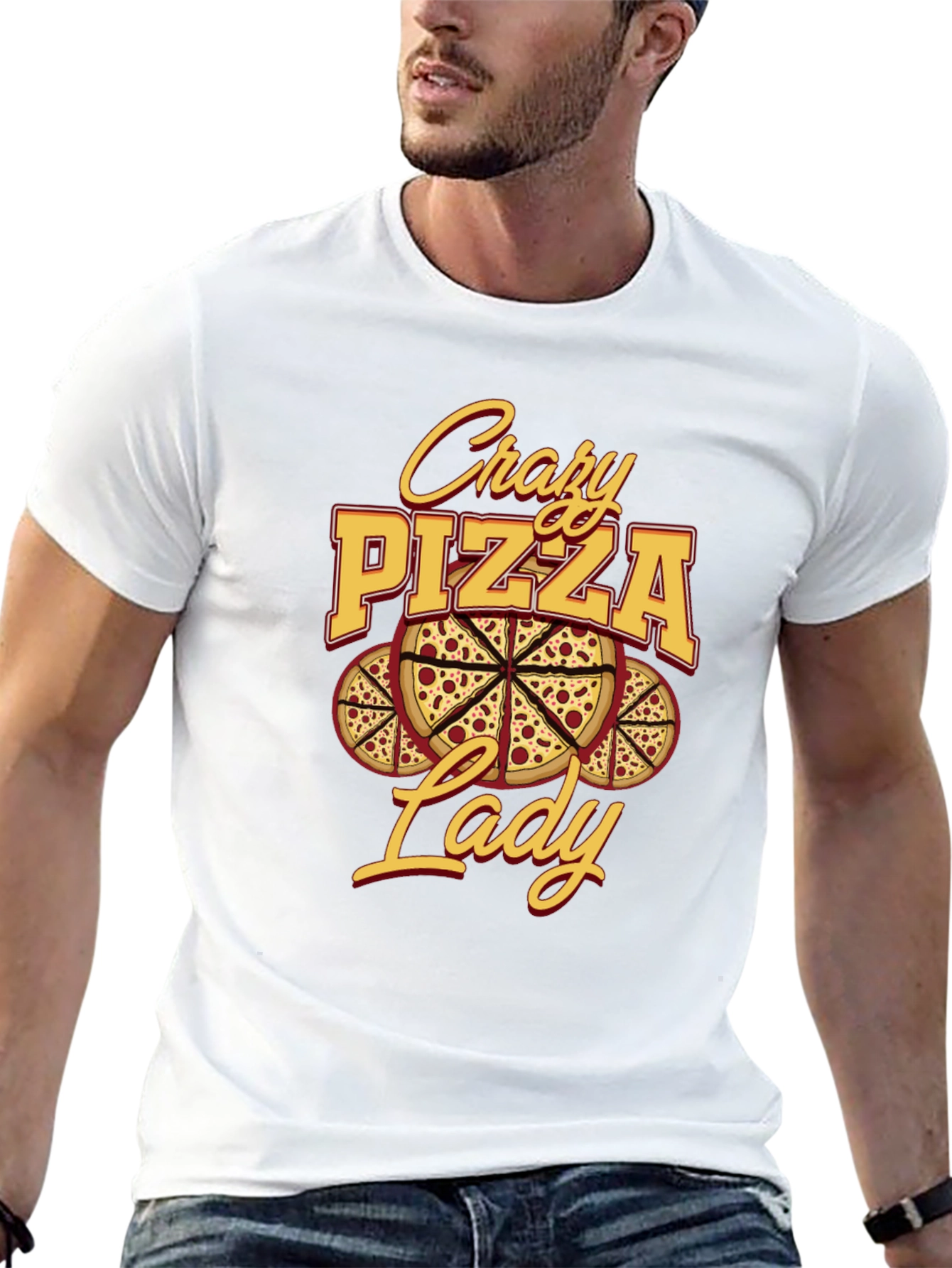 Crazy Pizza Lady Graphic Tee - Unisex Black T-Shirt