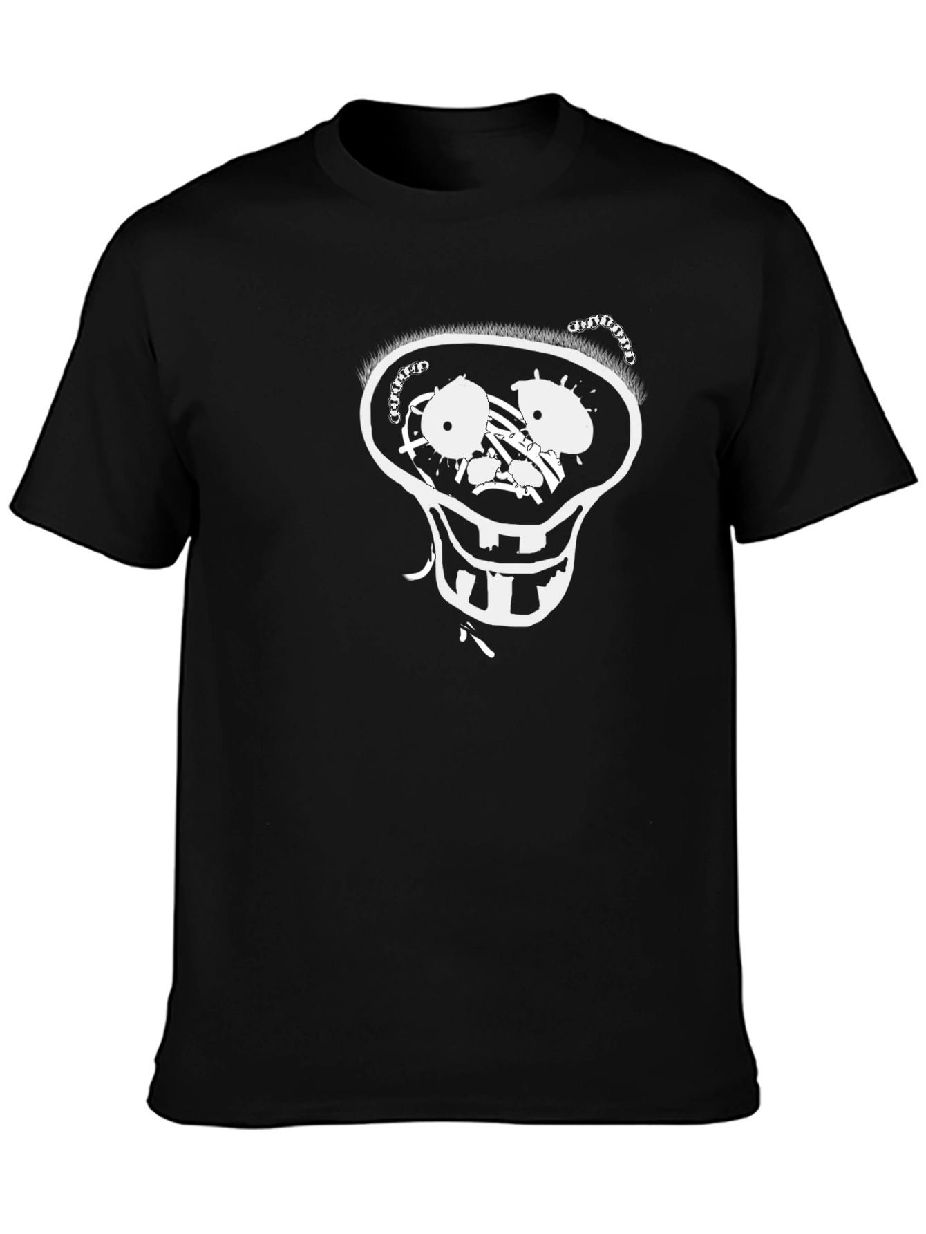 Mens Black T-Shirt with Cartoon Skull Design
