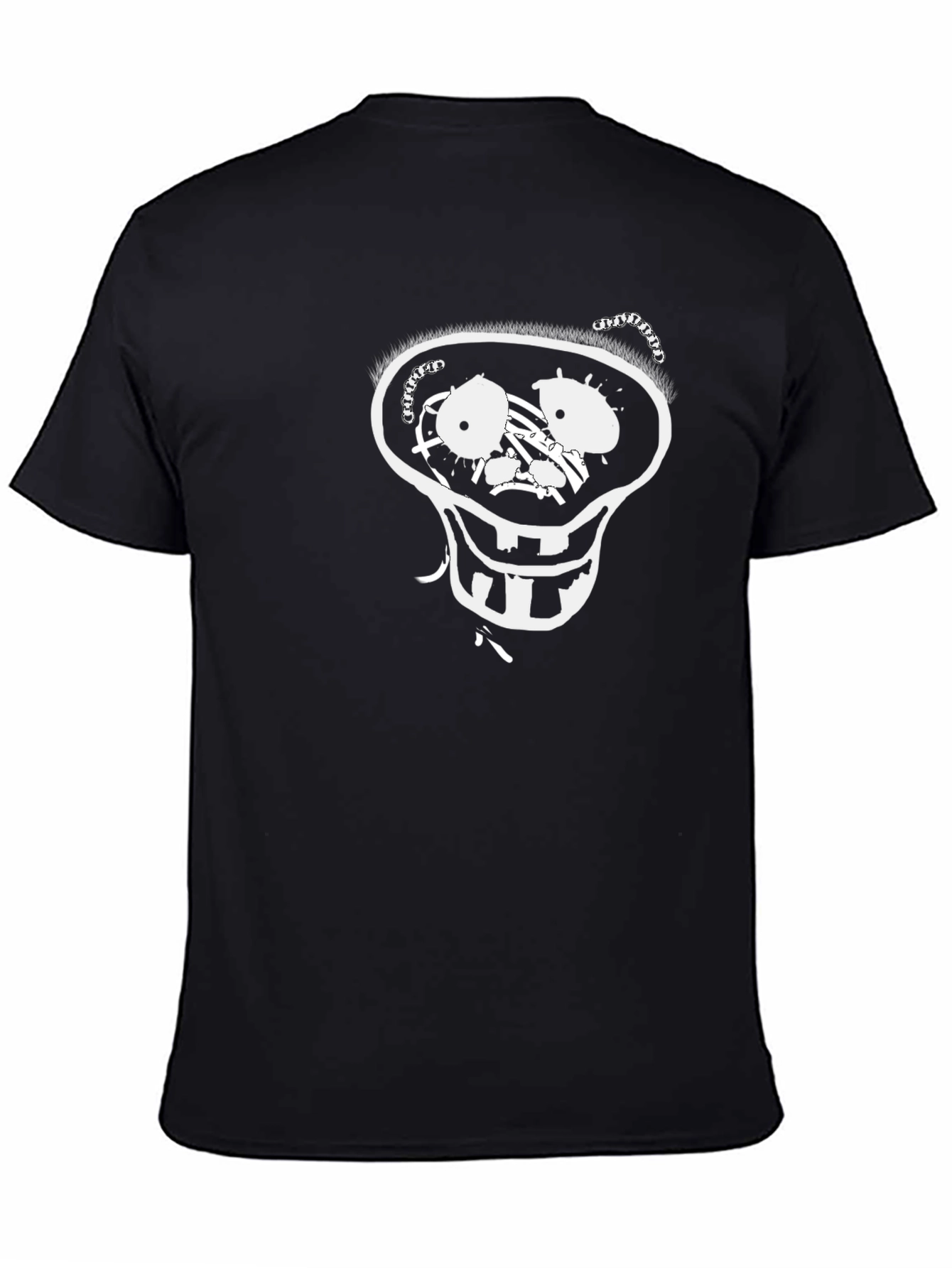 Mens Black T-Shirt with Cartoon Skull Design
